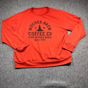 Unbranded Witches Brew Coffee Co Sweatshirt Women XL Orange Halloween Graphic
